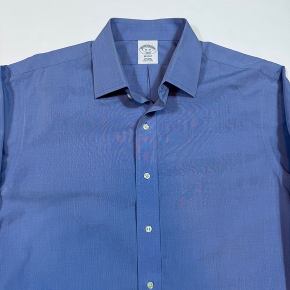 Brooks Brothers Men's Dress Shirt Blue Oxford Slim Fit Non-Iron 16-32 - Picture 1 of 7